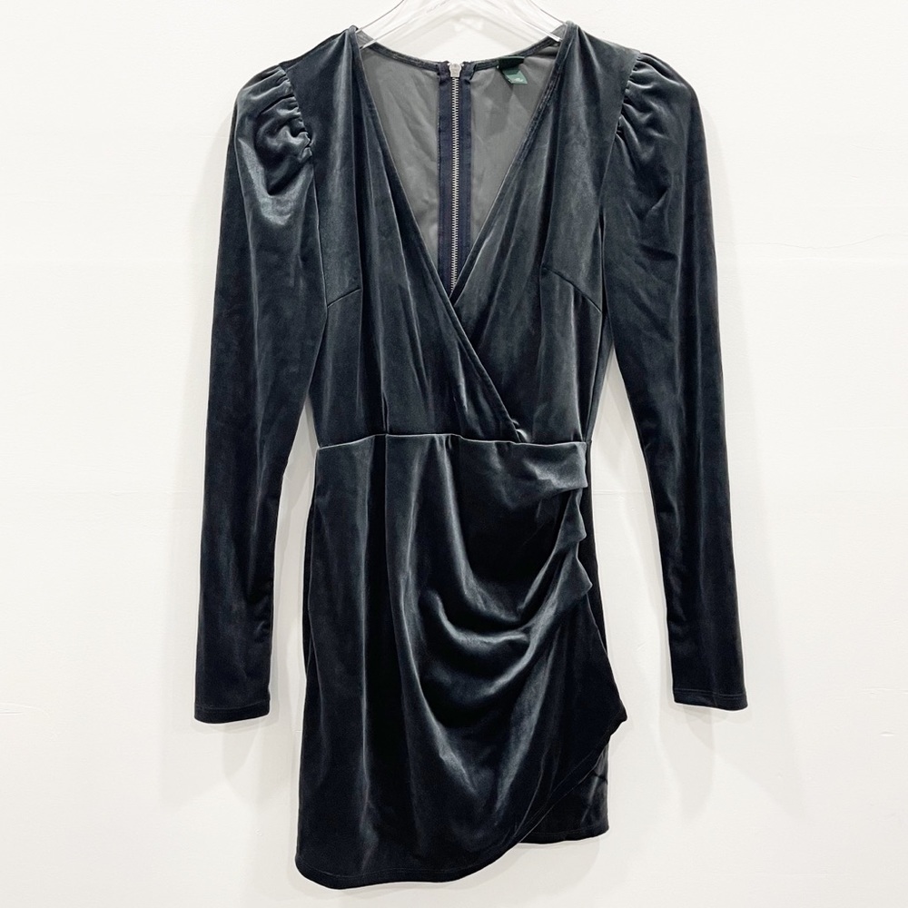 Wild Fable Wrap V-Neck Long Sleeve Velvet Dress XS